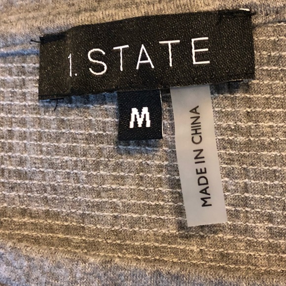 1. State long sleeve tie front gray top - Picture 3 of 5